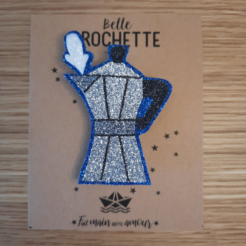 Broche pailletée Cafetière italienne