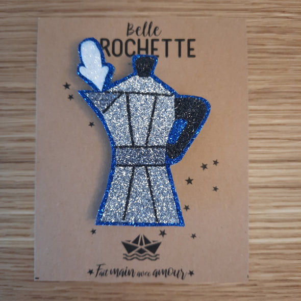 Broche pailletée Cafetière italienne