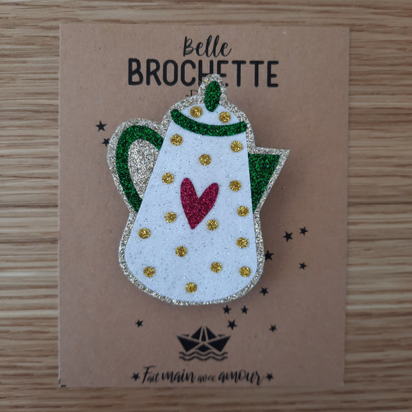 Broche pailletée Théière