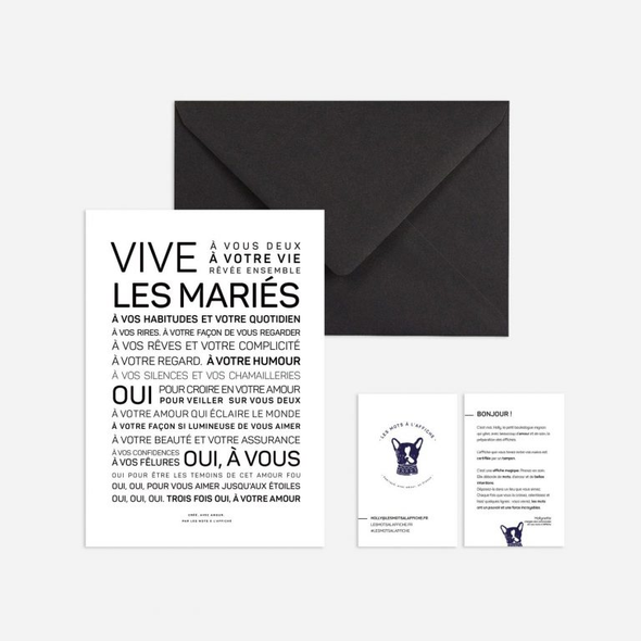 Carte - mini affiche Vive les mariés