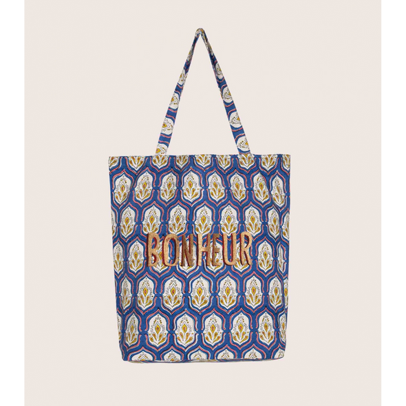 Tote bag Pranjal bleu - Bonheur