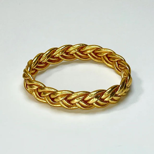 Bracelet Jonc Bouddhiste Double tressé - Gold