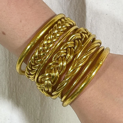 Bracelet Jonc Bouddhiste Double tressé - Gold