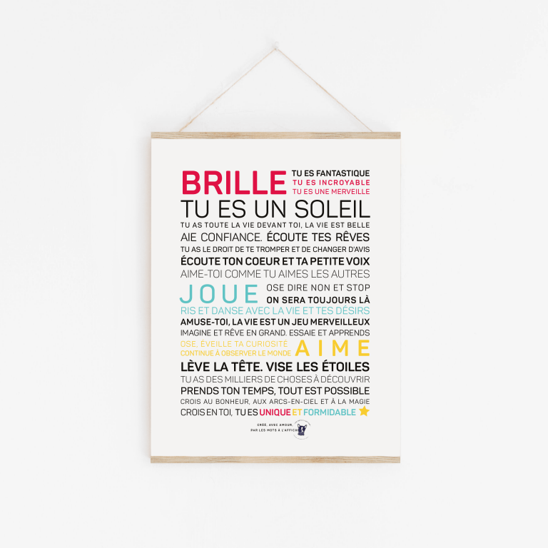 Affiche A4 - Brille tu es un soleil