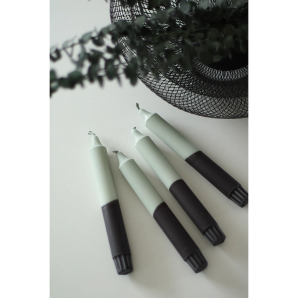 Lot de 4 bougies Dip Dye Noir & Eucalyptus