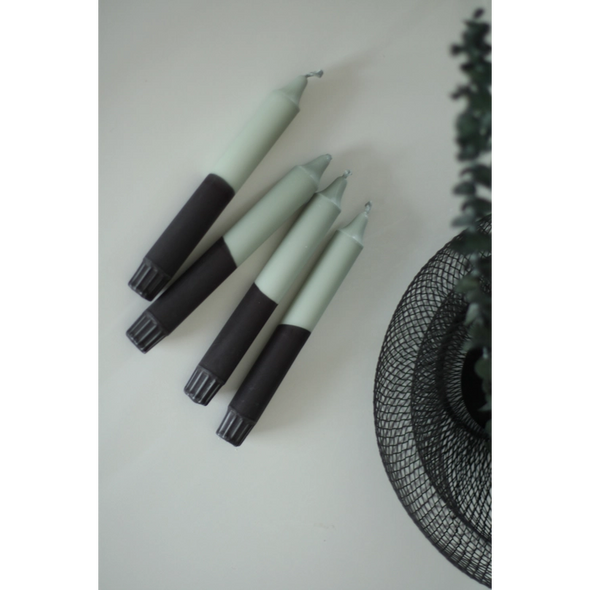 Lot de 4 bougies Dip Dye Noir & Eucalyptus