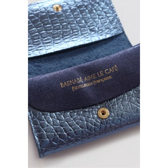 Porte-monnaie KATE Croco bleu nacré