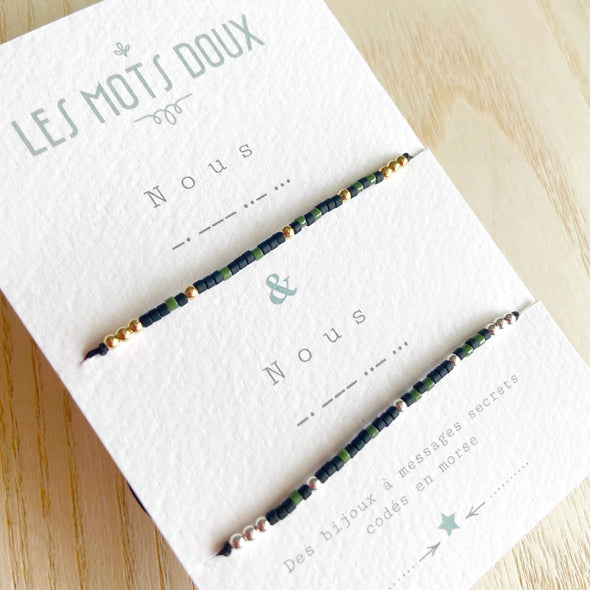 Duo de bracelets code morse "Nous"