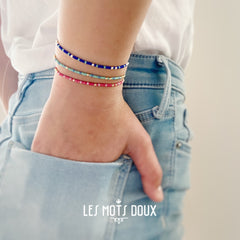 Bracelet enfant code morse "power" rose framboise