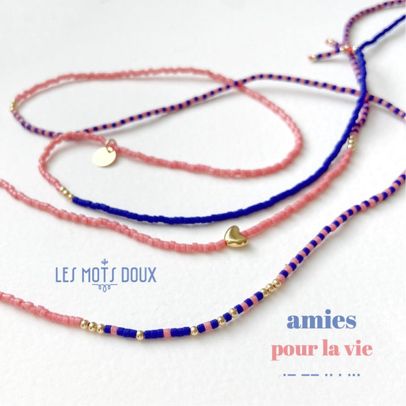 Sautoir code morse "AMIES pour la vie"